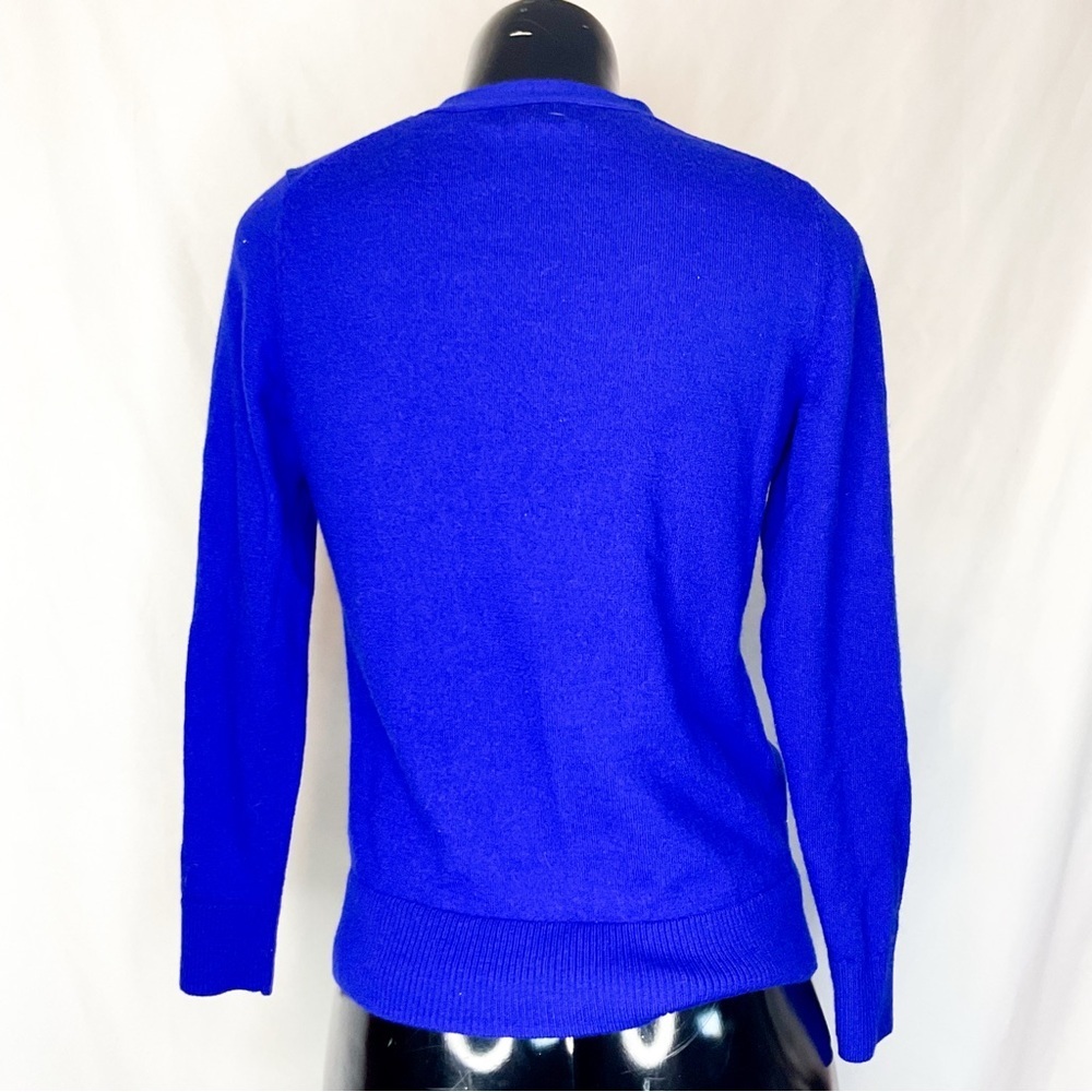 Lord & Taylor Extra Fine Merino Wool Cardigan Cobalt Blue Sweater - Picture 5 of 12